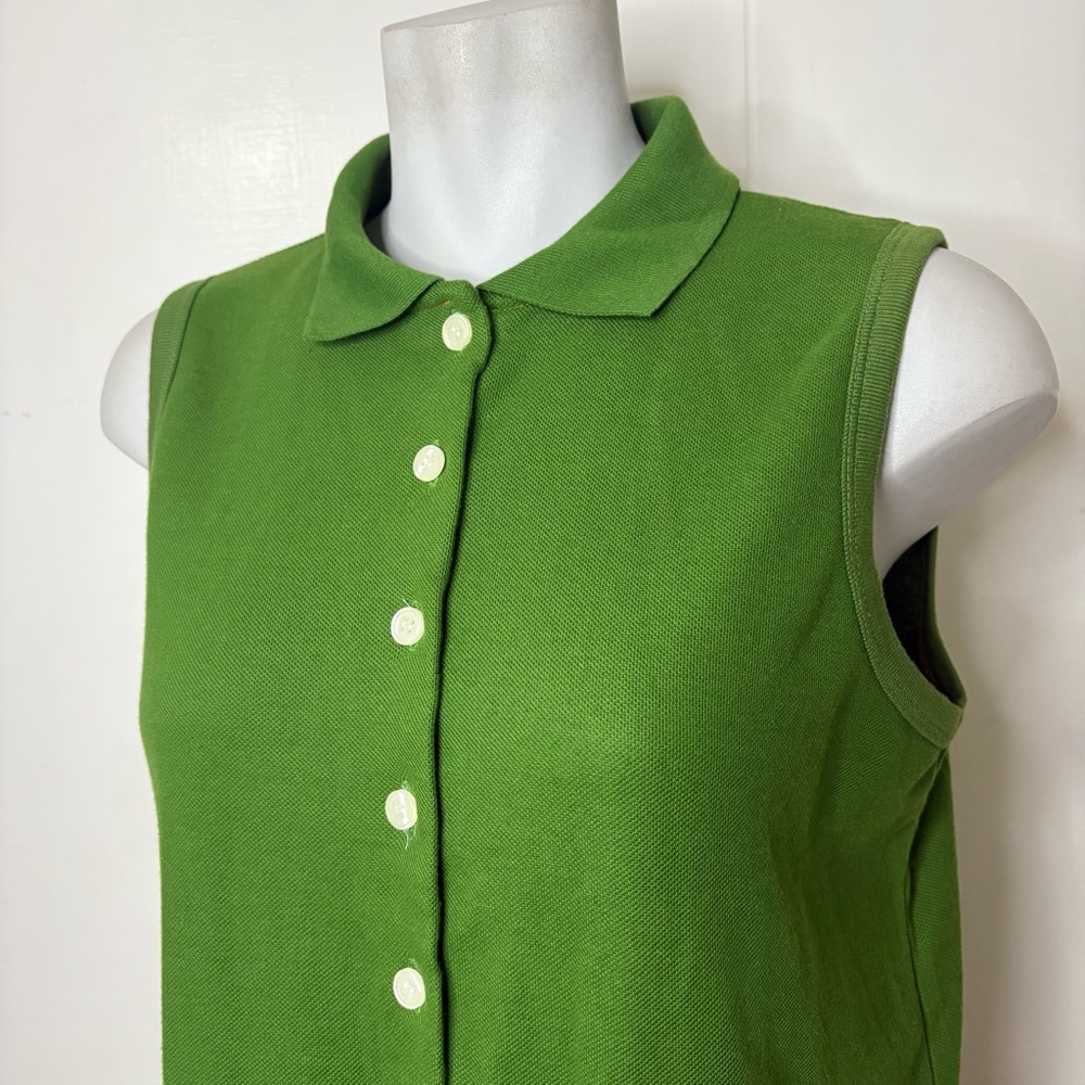 Vintage 80s Basic Essentials Green Collared Sleev… - image 2